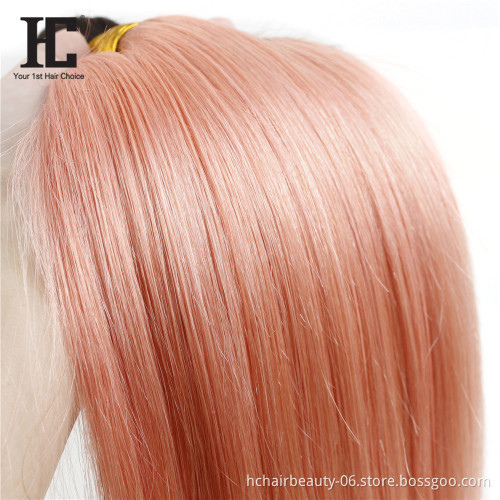 Two Tone 1B/Pink Weaves 100% Human Ombre Malaysian Hair Color Straight  Hair Bundles
